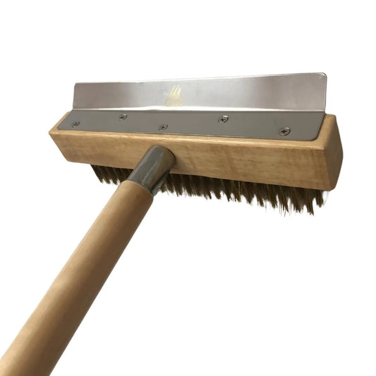 Wood Fired Oven Brush w/Wood Handle, Stainless Steel Scraper